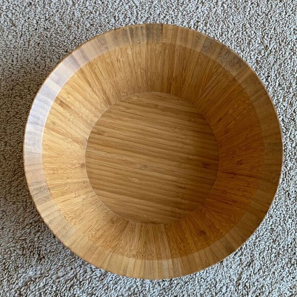 Vintage wood bamboo salad bowl - Picture 1 of 7